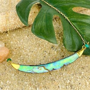 14k Gold Filled Chain | Abalone Crescent Moon Necklace